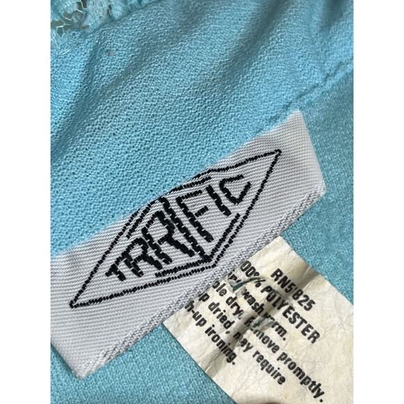 Vintage 70s Size Small High Neck Lace Collared Dress Tulip Sleeves Cottage - Picture 7 of 9